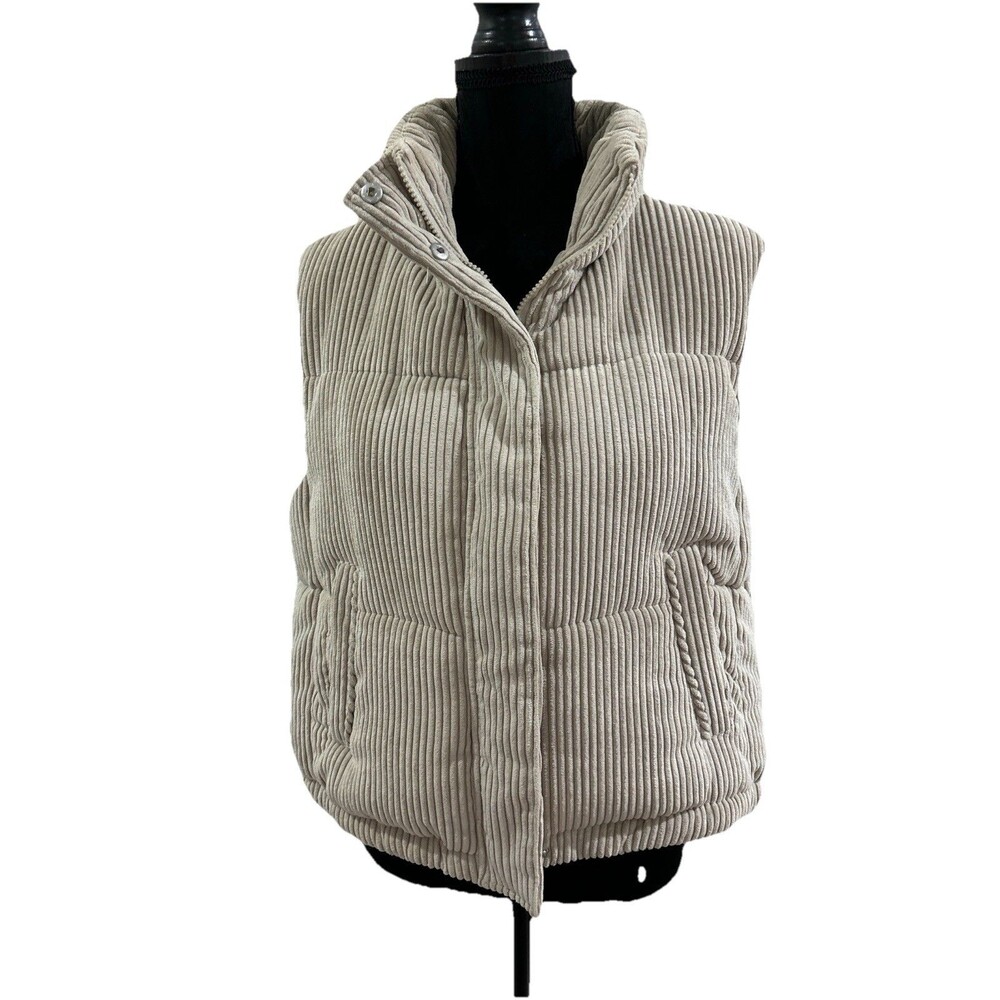 7 For All Mankind Vest Womens L Corduroy Puffer Insulated Zipper Western